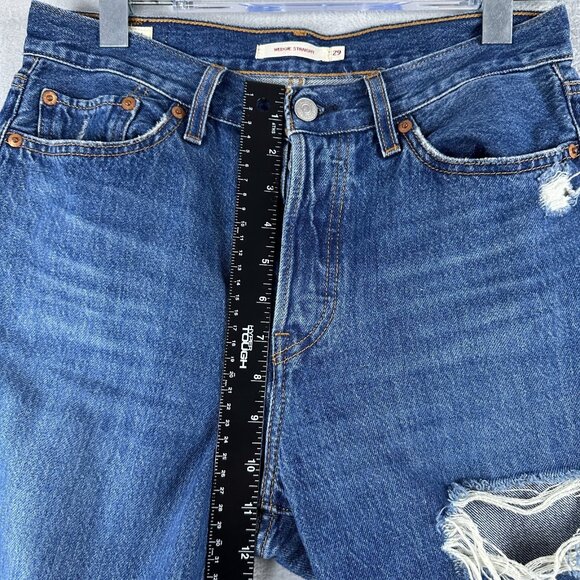 Levis Jeans Wedgie Straight Leg Distressed Mid-Rise Light Wash Size 29 - Picture 7 of 15